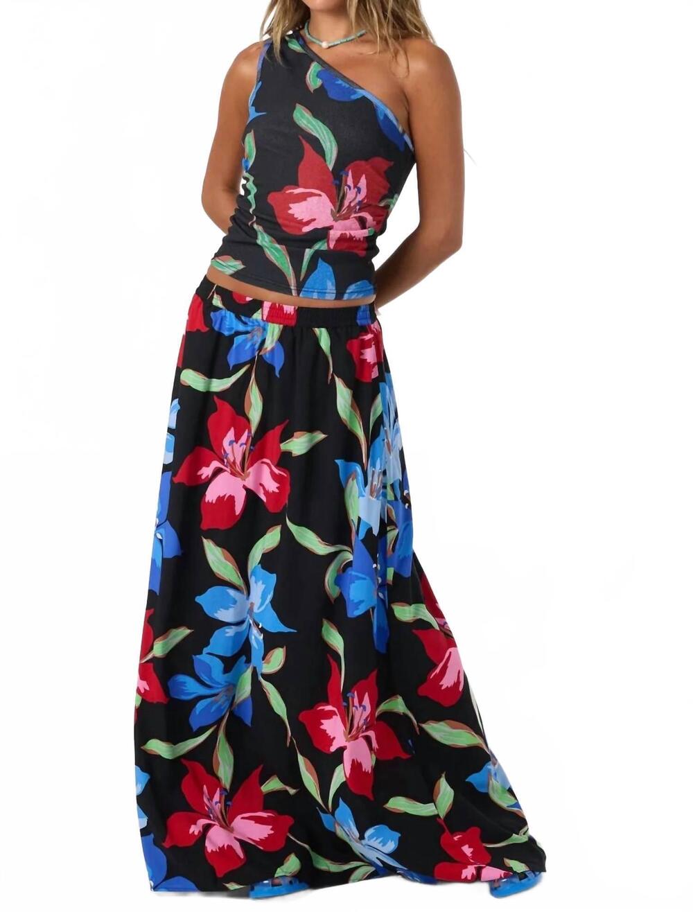NEW O'NEILL lindon floral skirt in black